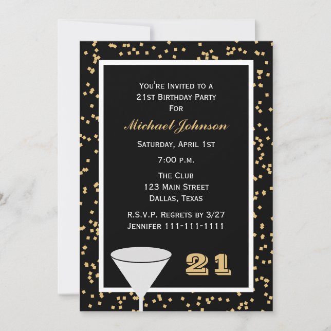 21ª invitación a la fiesta de cumpleaños 21 y Conf (Anverso)