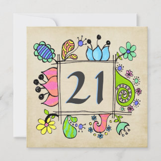 21ª invitación a la fiesta de cumpleaños colorida