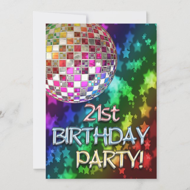 21ª invitación con estrellas de disco y arco iris (Anverso)