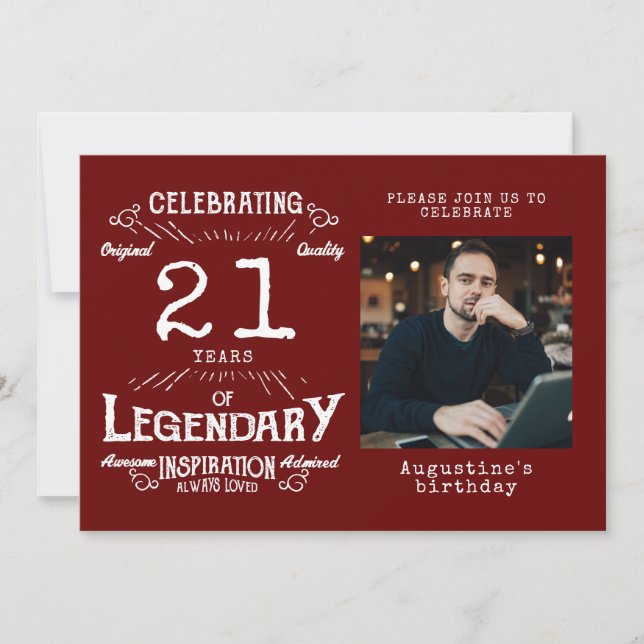 21ª plantilla de fotografía de cumpleaños leyenda  (Anverso)