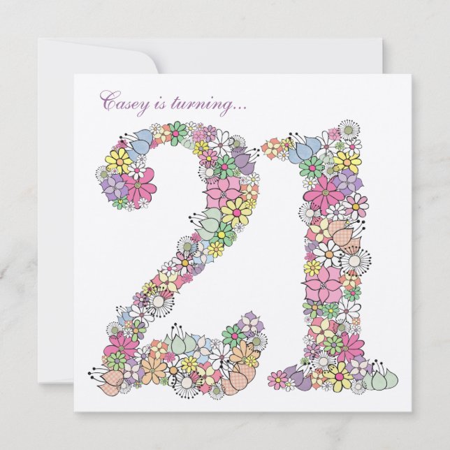 21.ª Fiesta de cumpleaños Invitación de Personaliz (Anverso)