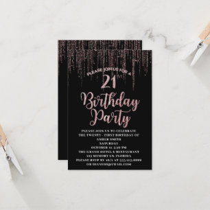 21.ª Fiesta de cumpleaños - Invitación negra y de 