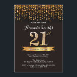 21.ª invitación a cumpleaños Purpurina negro y oro<br><div class="desc">Invitación al cumpleaños 21. Purpurina de oro y negro. Invitación a la fiesta de cumpleaños para adultos. Mujeres o hombres Bday Bash. Para una mayor personalización,  haga clic en el botón "Personalizar" y utilice nuestra herramienta de diseño para modificar esta plantilla.</div>