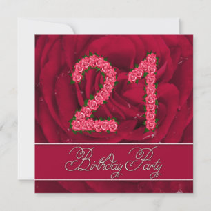 21.ª invitación a fiesta de cumpleaños con rosas