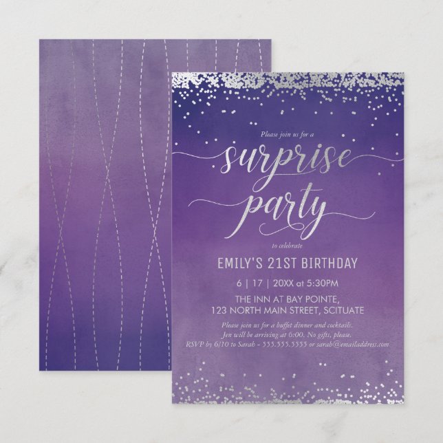 21.ª Invitación a la fiesta sorpresa de cumpleaños (Anverso / Reverso)