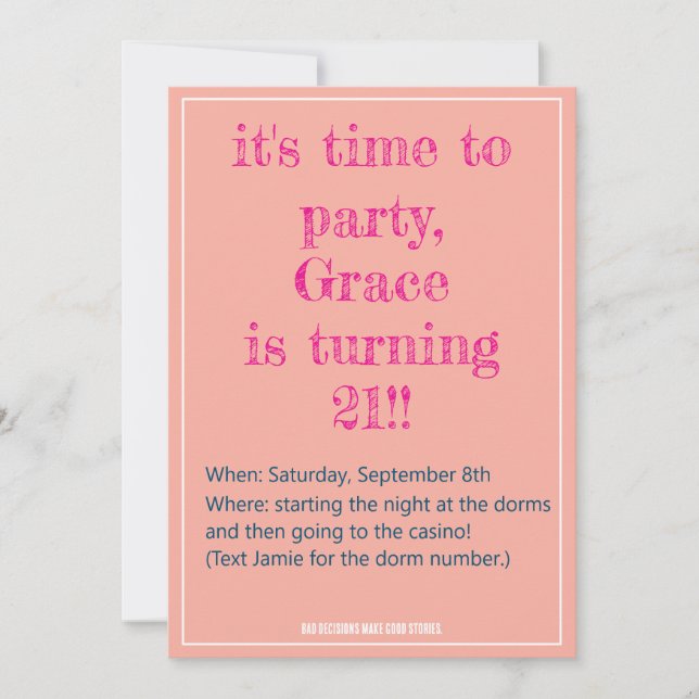 21.ª invitación a tomar malas decisiones (Anverso)