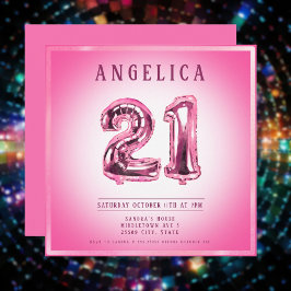 21.ª invitación de cumpleaños a los globos