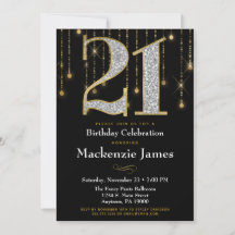 21.ª invitación de cumpleaños Diamantes de oro neg