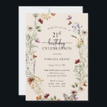 21.ª Invitación de cumpleaños floral<br><div class="desc">Esta elegante y elegante invitación de 21 años cuenta con hermosas acuarelas pintadas a mano y flores silvestres dispuestas como una hermosa corona,  perfecta con un elegante guión con letras a mano. Buscar elementos coincidentes en la colección de Bodas Boho Wildflower.</div>