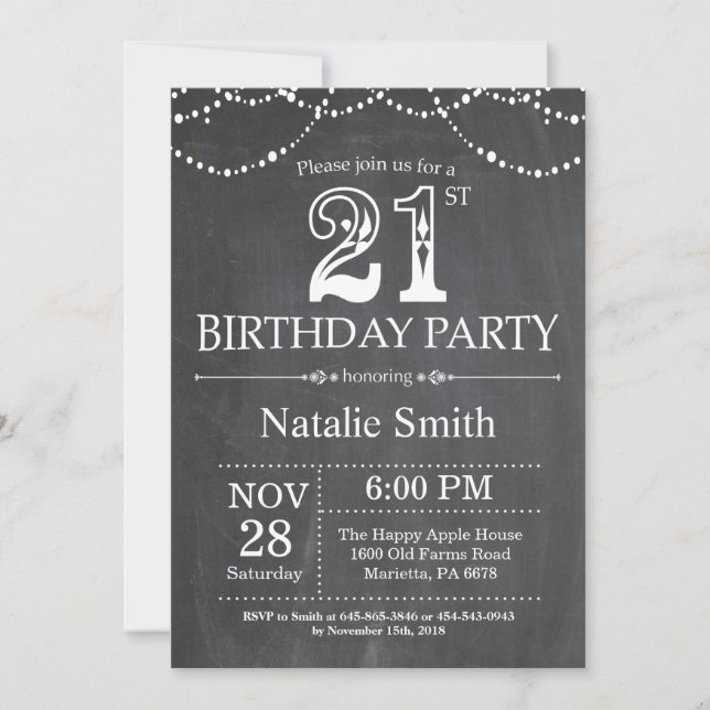21.ª Invitación de cumpleaños Llamadas de cadena (Anverso)