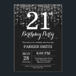 21.ª invitación de cumpleaños Purpurina de plata<br><div class="desc">Invitación de cumpleaños 21 con luces de cuerda plateadas con fondo Purpurina plateado. Cumpleaños plateado. Cumpleaños de adultos. Invitación de cumpleaños de hombres o mujeres. 13.º 15.º 16.º 18.º 20.21.30.40.50.60.70.80.90.100, cualquier edad. Para una mayor personalización, haga clic en el botón "Personalizar" y utilice nuestra herramienta de diseño para modificar esta...</div>