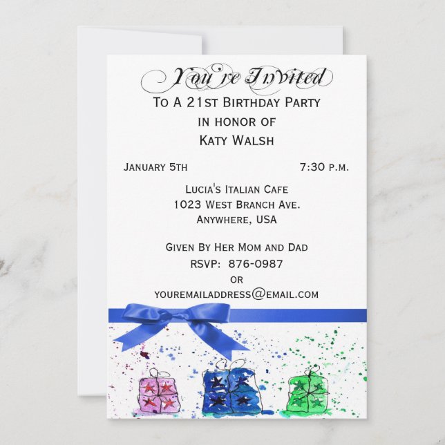 21.ª invitación personalizada Fiesta de cumpleaños (Anverso)