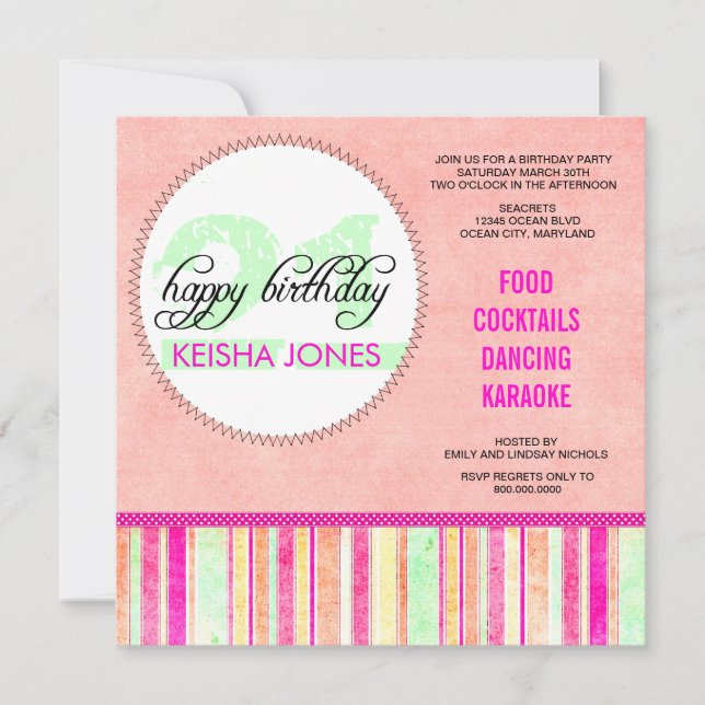 21.ª invitaciones a fiestas de cumpleaños (Anverso)