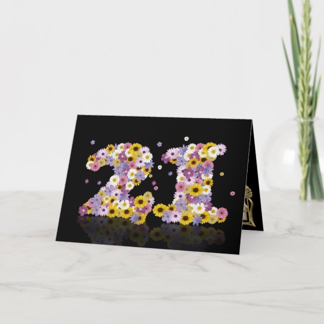 21.ª tarjeta de cumpleaños con letras floridas (Anverso)