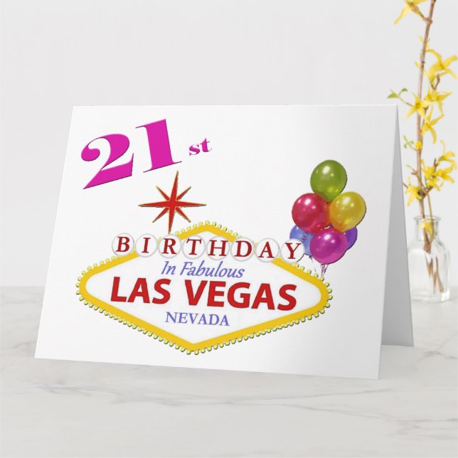 21.ª tarjeta de cumpleaños de Las Vegas (flor amarilla)