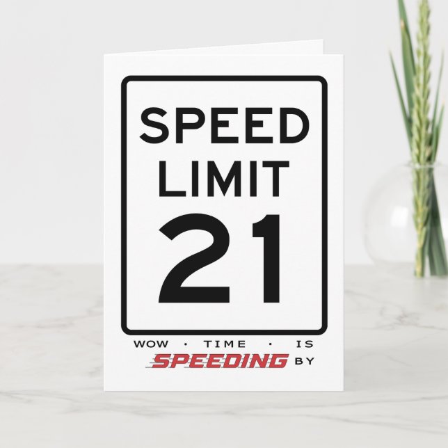 21.ª Tarjeta de cumpleaños de límite de velocidad (Anverso)