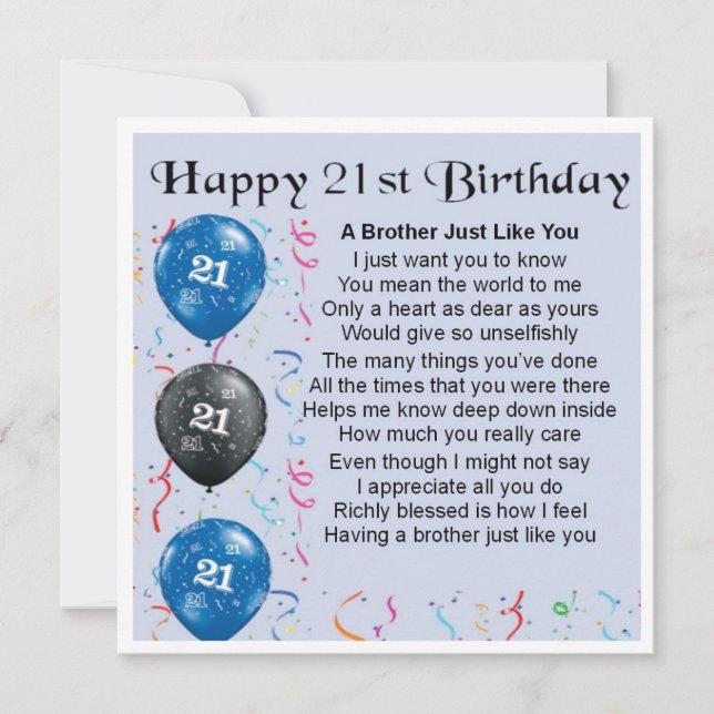 21.ª tarjeta de cumpleaños - Hermano (Anverso)