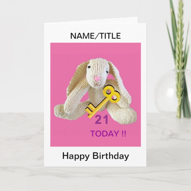 21.ª tarjeta de cumpleaños nombre personalizado de (Anverso)