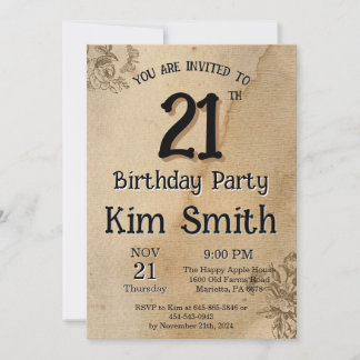 21.ª Tarjeta de invitación de cumpleaños