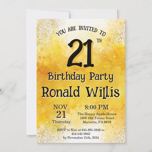 21.ª Tarjeta de invitación de cumpleaños (Anverso)