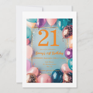21.ª tarjeta de invitación de cumpleaños diseñada 