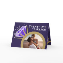 21° aniversario de boda ahora, luego tarjeta de fo