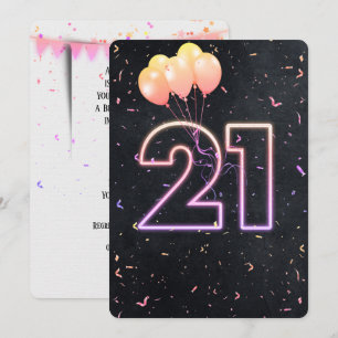 21 Aniversario Del Rótulo Neón Sobre Invitación Ne