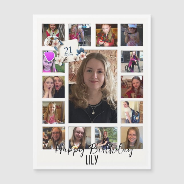 21 cumpleaños Almond flor crema azul (Anverso)