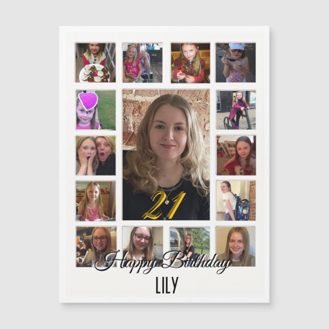 21 cumpleaños Almond flor crema azul (Anverso)