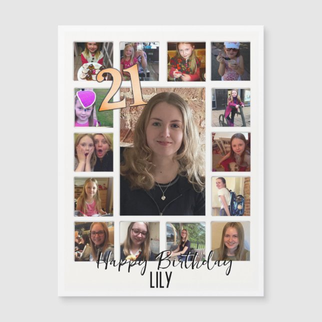 21 cumpleaños Almond flor crema azul (Anverso)