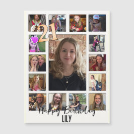 21 cumpleaños Almond flor crema azul