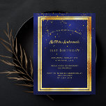 21 cumpleaños fiesta invitación brillante de oro a<br><div class="desc">Una moderna y moderna tarjeta de invitación para la fiesta de cumpleaños 21 para hombres, hombres y hombres. Un fondo azul oscuro, azul marino. El color azul es desigual. Con un marco de oro falso y un confetti dorado rociado, letras de colores dorados. Plantillas para la información de su fiesta....</div>