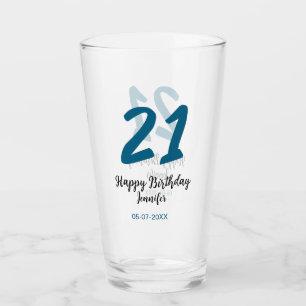 21 cumpleaños negrita letra azul simple mínimo