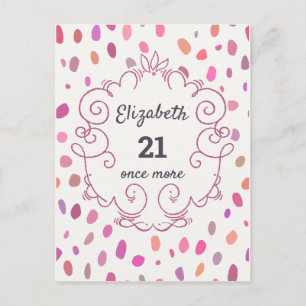 21 Invitación de fiesta de cumpleaños rosada