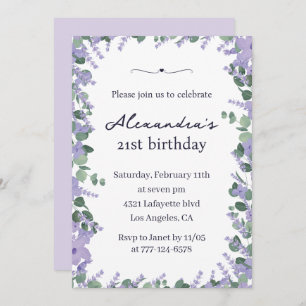21 invitaciones de cumpleaños Boho Floral Frame