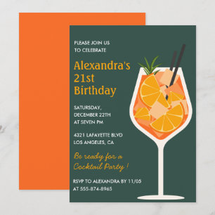 21 invitaciones de cumpleaños Cóctel Elegante Mode