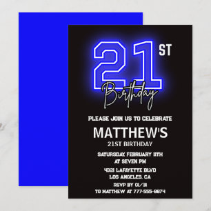 21 invitaciones de cumpleaños Men Sport Neon
