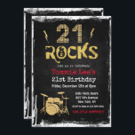 21 Rocks Rockstar Guitar 21ª Invitación de cumplea<br><div class="desc">21 Rockstar Guitarra Eléctrica Metalizado Metálica Purpurina de Plata Sorpresa Invitación a cumpleaños 21</div>