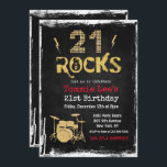 21 Rocks Rockstar Guitar 21ª Invitación de cumplea<br><div class="desc">21 Rockstar Guitarra Eléctrica Metalizado Metálica Purpurina de Plata Sorpresa Invitación a cumpleaños 21</div>