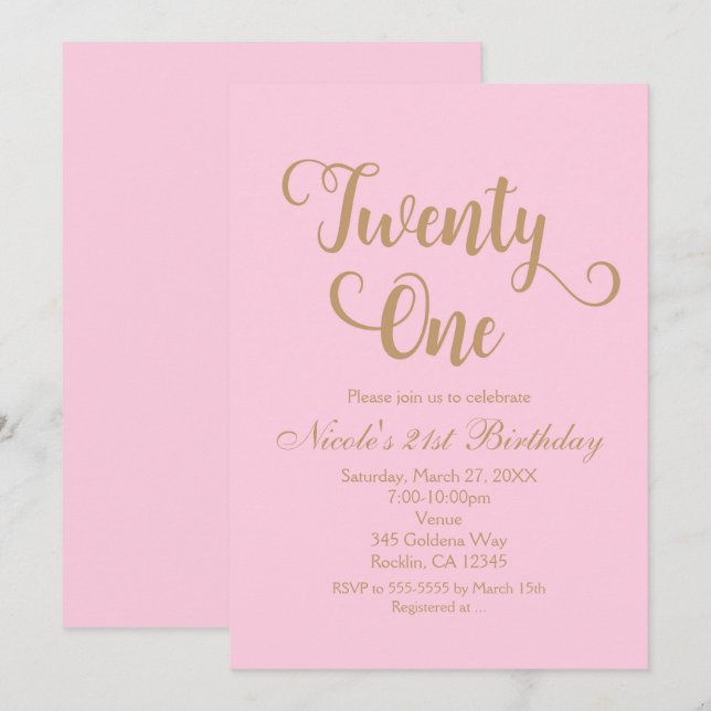 21 Twenty One Invitaciones para fiesta de cumpleañ (Anverso / Reverso)