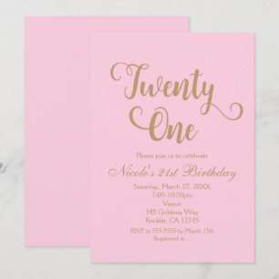21 Veintiuno Invitaciones de cumpleaños de oro ros