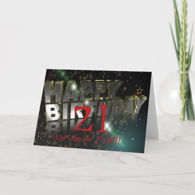 21 Y HORA DE DIVERTIR TARJETA DE CUMPLEAÑOS (Anverso)