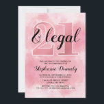 21 y invitación rosa legal<br><div class="desc">¡Finalmente 21 y legal! Invitación rosa con "21 and legal" con un fondo rosa suave y fácilmente personalizada cambiando el nombre,  fecha,  hora,  día,  lugar y rsvp.</div>