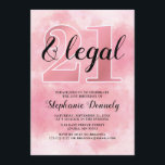 21 y invitación rosa legal<br><div class="desc">¡Finalmente 21 y legal! Invitación rosa con "21 and legal" con un fondo rosa suave y fácilmente personalizada cambiando el nombre,  fecha,  hora,  día,  lugar y rsvp.</div>