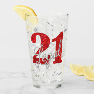 21 y legal Red Faux Purpurina 21º cumpleaños