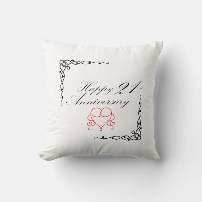 21ra almohada feliz del aniversario (Anverso)