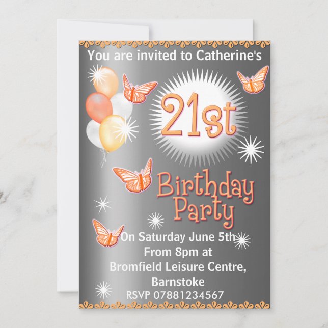 21ra invitación de la fiesta de cumpleaños de las (Anverso)