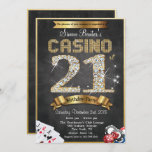 21ra invitación del cumpleaños del diamante del<br><div class="desc">Invitación metálica de juego del cumpleaños de Bling de la 21ra del oro del póker de la noche del casino pizarra del diamante</div>