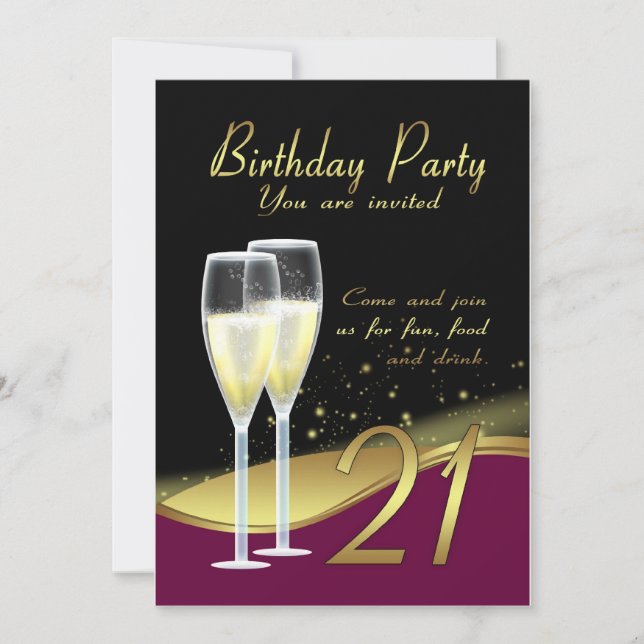 21ra invitación elegante de la fiesta de (Anverso)