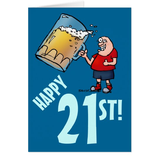 21ra tarjeta de cumpleaños divertida con el dibujo